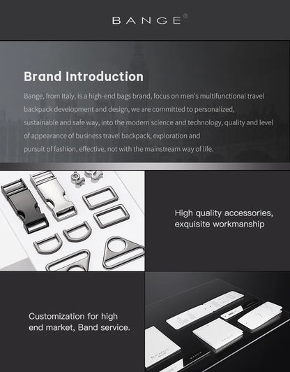 BANGE Men Anti Theft Waterproof Laptop Backpack 15.6 Inch Daily Work Business Backpacks Thin School Back Pack Mochila