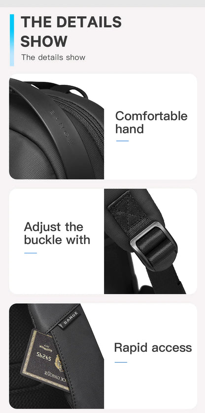 BANGE Men Anti Theft Waterproof Laptop Backpack 15.6 Inch Daily Work Business Backpacks Thin School Back Pack Mochila