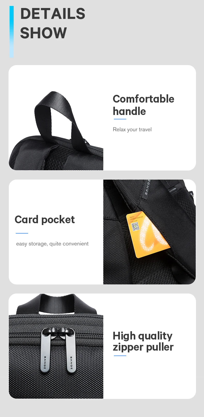 BANGE Slim Men Business Expandable Waterproof 15.6" Laptop Backpack Fashion Male Travel Light Scalable Shoulder Bags for Men