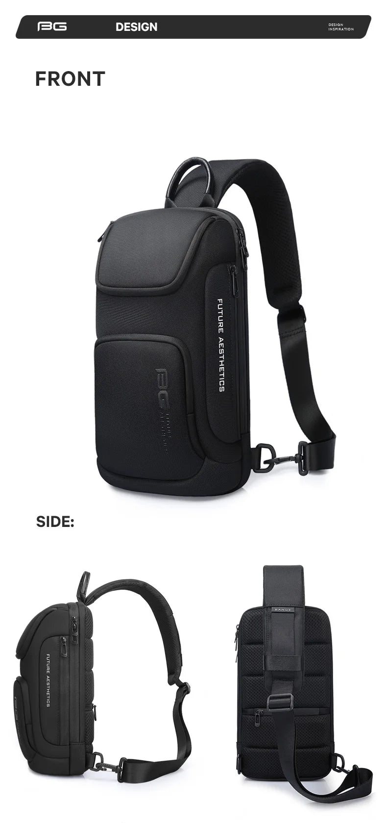 BANGE Crossbody Bag For Men Portable Waterproof Shoulder Messenger Bags Male Travel Short Trip Chest Bag Fit For 9.7 Inch iPad