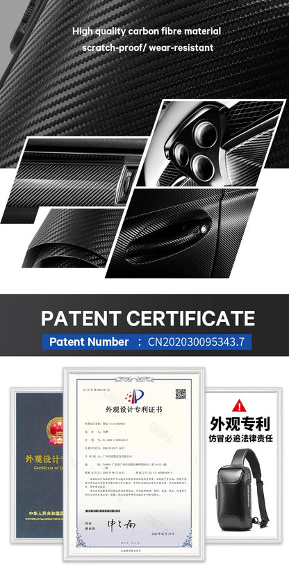 BANGE Upgraded Men Waterproof Multifunction Carbon Fiber Pattern Crossbody Bag USB Sling Shoulder Bags Messenger Chest Bag Pack