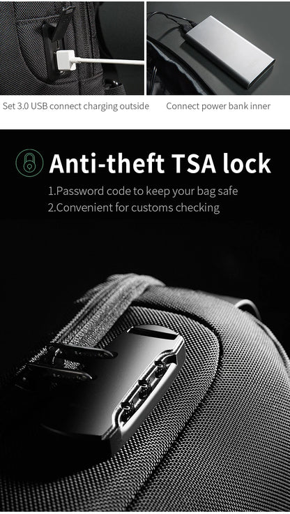 BANGE Hot Chest Bag New Anti-thief Men Crossbody Bag Waterproof Shoulder Bags USB Charging Short Trip For Male Travel Pack