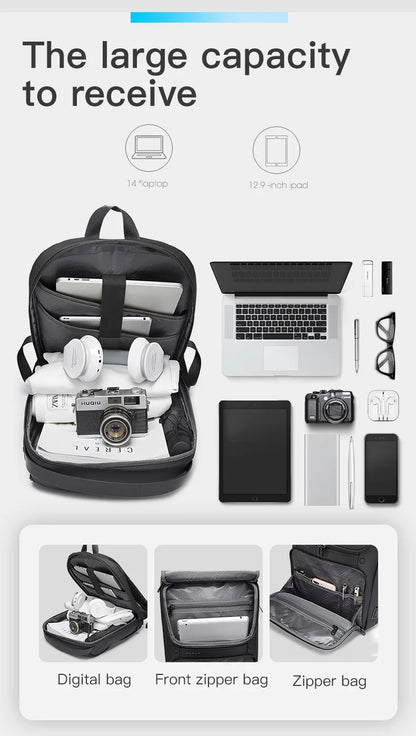 BANGE Men Anti Theft Waterproof Laptop Backpack 15.6 Inch Daily Work Business Backpacks Thin School Back Pack Mochila