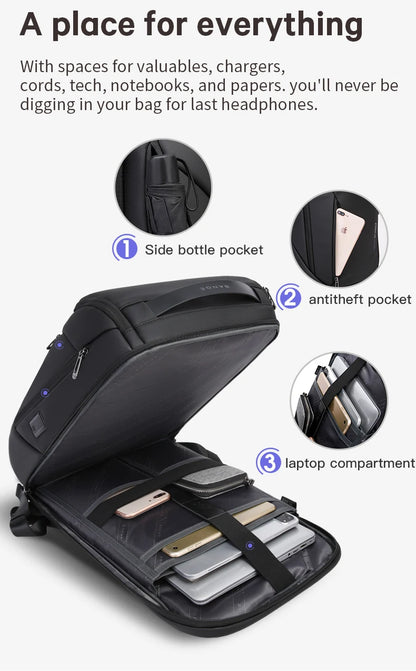 BANGE Waterproof Multi-Use Laptop Backpack For 15.6" Inch USB Charging Shockproof Business Briefcase Shoulder Bag For Man Women