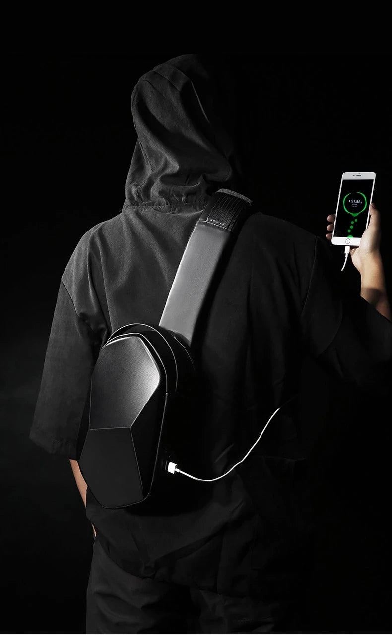 BANGE Hard Shell Design 3.0 USB Charging Crossbody Bag Shoulder Bags Male Waterproof Short Trip Chest Bag Pack for Men Sling Bag