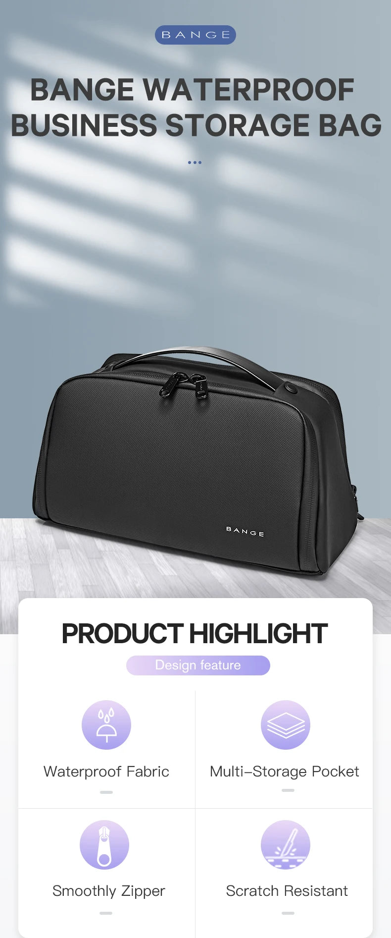 BANGE Oxford Fabric Men Portable Storage Bags Toiletry Kits Organizer Women Cosmetic Bags Waterproof Hanging Travel Wash Pouch