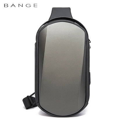 BANGE New Multifunction USB Crossbody Bag Shoulder Bag Man TPU Waterproof Travel Sling Messenger Pack Chest Bag for Male