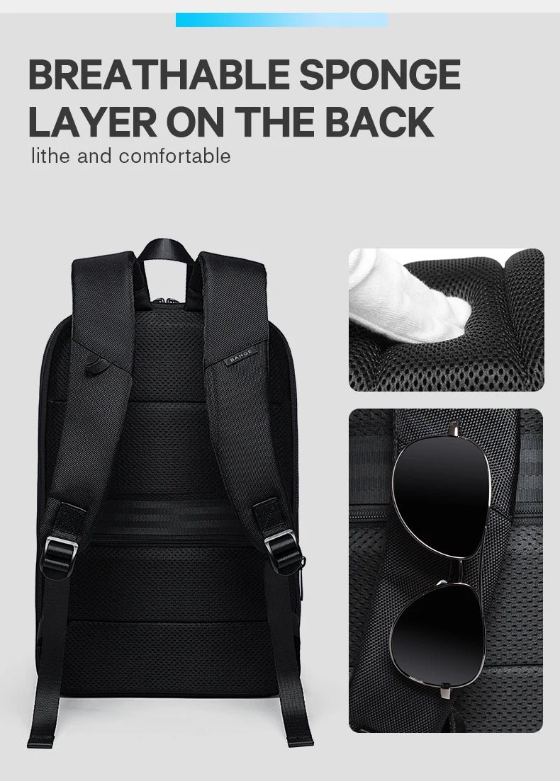 BANGE Men Business Waterproof 15.6" Laptop Backpack Fashion Male Classic Fashion Travel Moto&Biker Light Scalable Shoulder Bags