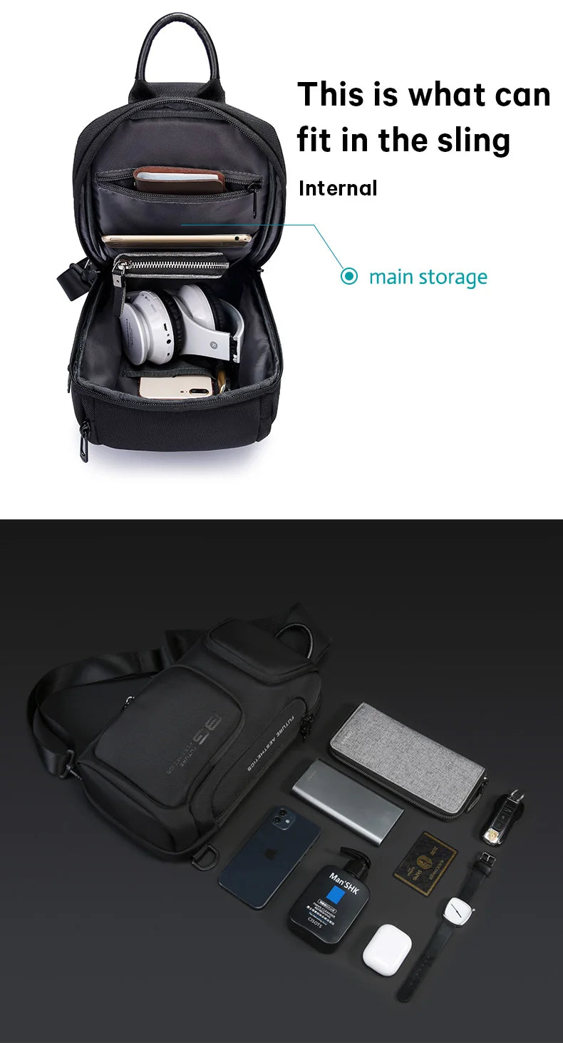 BANGE Crossbody Bag For Men Portable Waterproof Shoulder Messenger Bags Male Travel Short Trip Chest Bag Fit For 9.7 Inch iPad