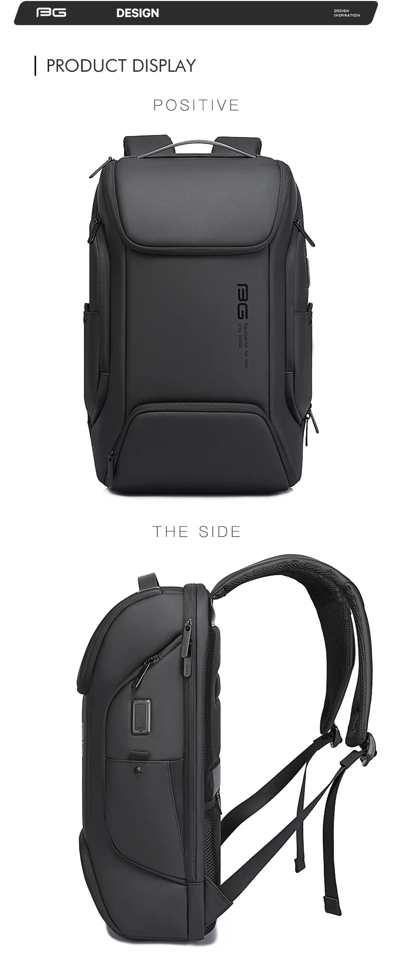 BANGE Business USB Charging Smart Backpacks Fits 15.6 Inch Laptop Commute Backpack WaterProof Carry On Bag for Men Travel Bags