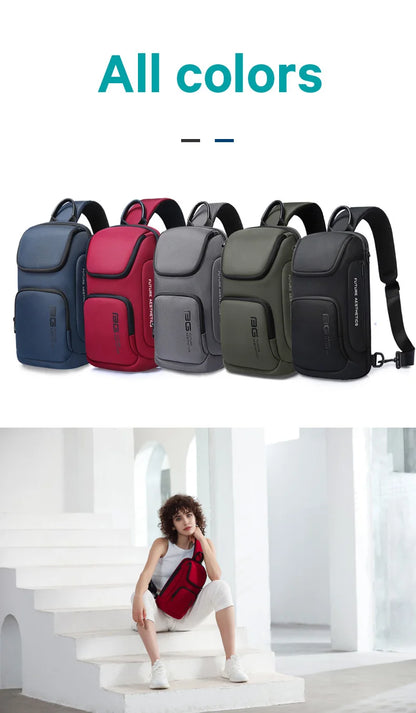 BANGE Crossbody Bag For Men Portable Waterproof Shoulder Messenger Bags Male Travel Short Trip Chest Bag Fit For 9.7 Inch iPad