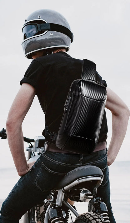 BANGE Upgraded Men Waterproof Multifunction Carbon Fiber Pattern Crossbody Bag USB Sling Shoulder Bags Messenger Chest Bag Pack