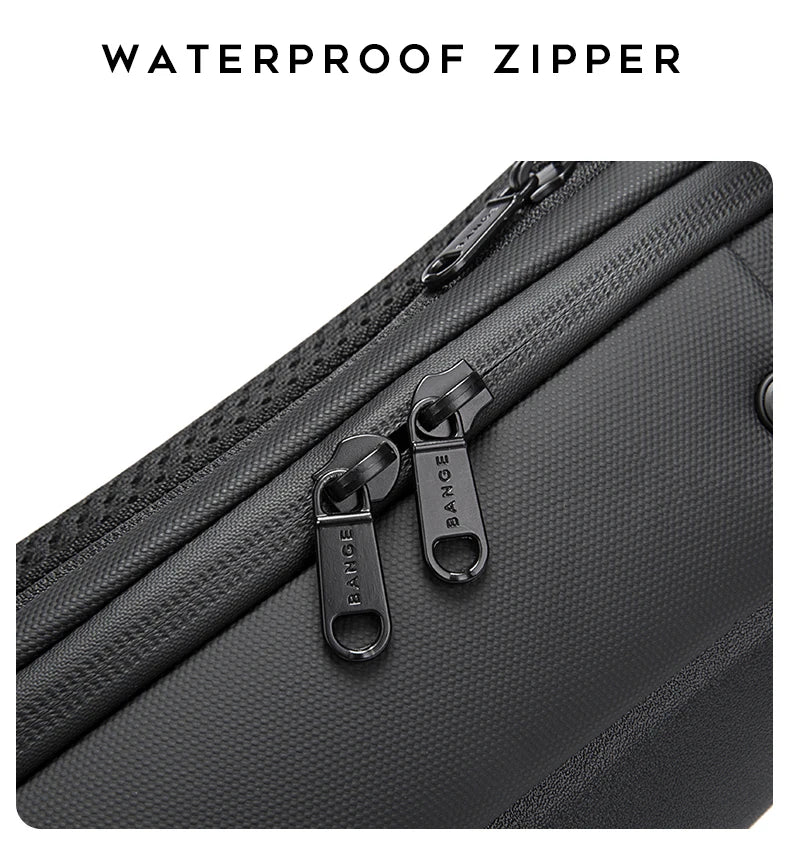 BANGE New Multifunction USB Crossbody Bag Shoulder Bag Man TPU Waterproof Travel Sling Messenger Pack Chest Bag for Male