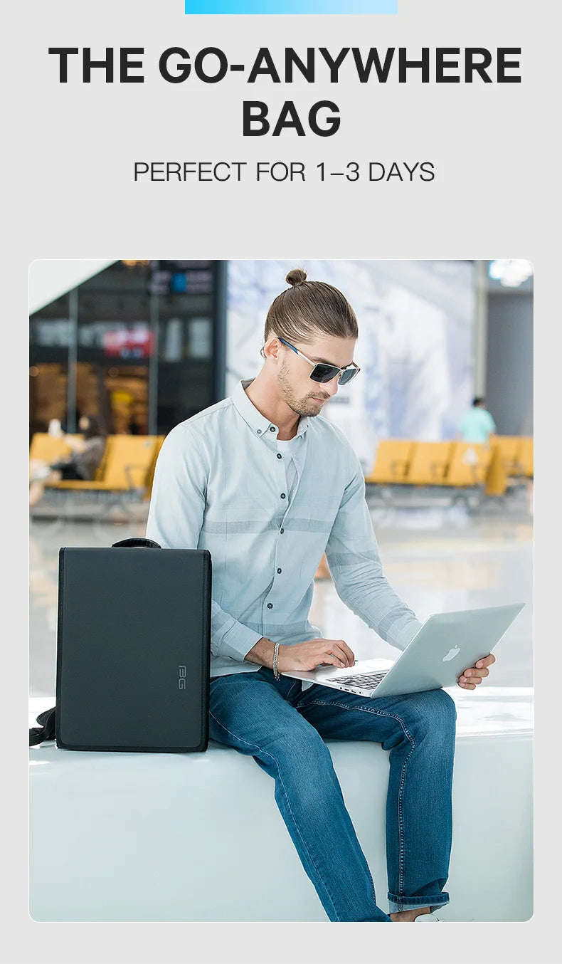 BANGE New Design Men Backpack Waterproof Fits for 14.1 inch Laptop Bag Teenager Travel Bag School Bag City Business Backpack Man