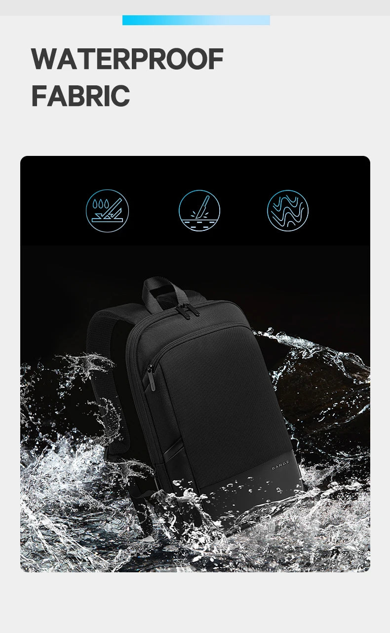 BANGE Men Business Waterproof 15.6" Laptop Backpack Fashion Male Classic Fashion Travel Moto&Biker Light Scalable Shoulder Bags