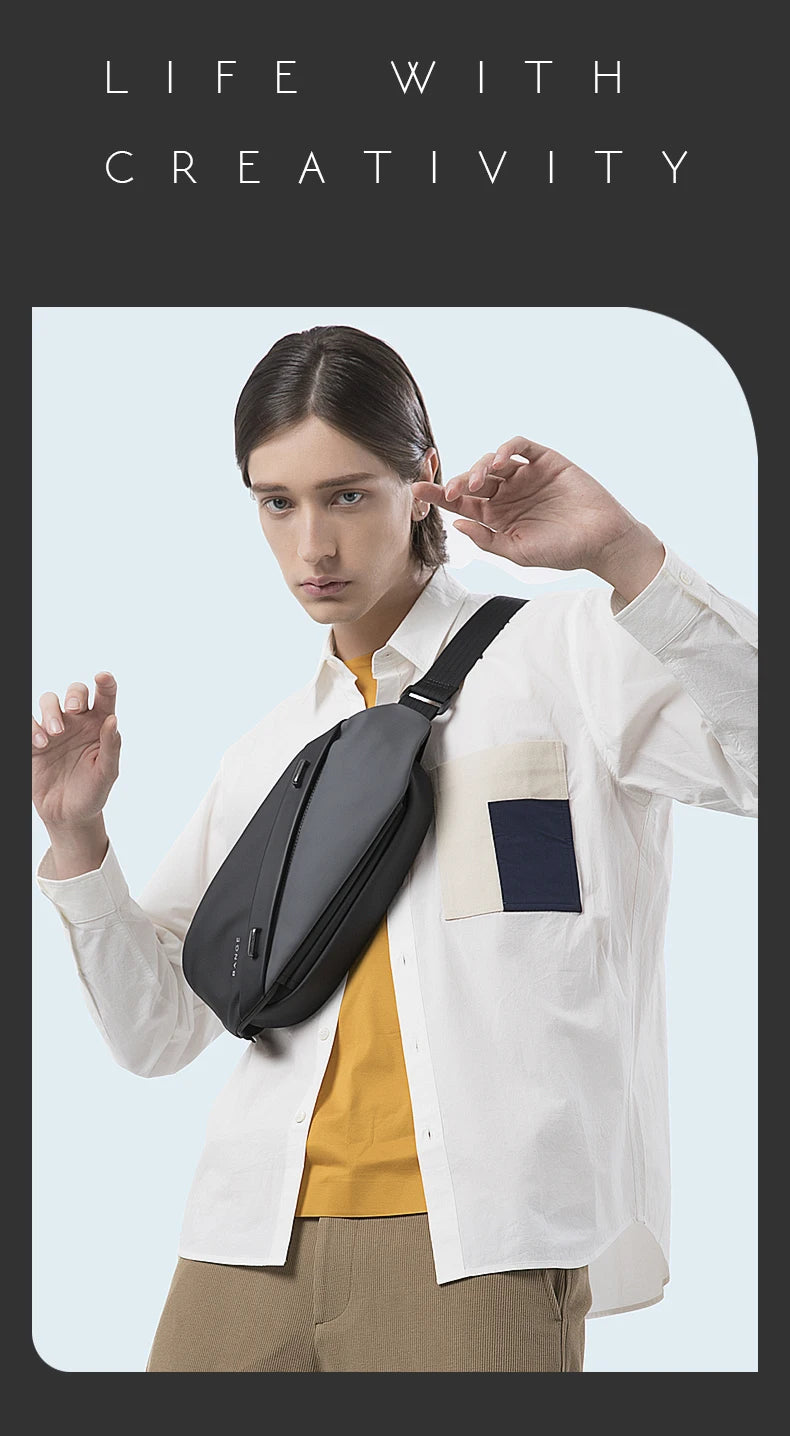 Big Big Bag #0039 - BANGE Large Capacity Waterproof Sling Bag – Multifunction Chest & Waist Pack for Men