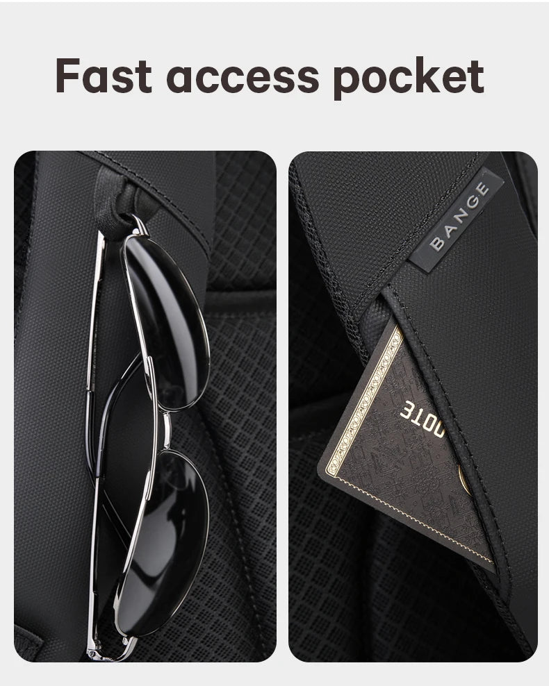 BANGE Waterproof Multi-Use Laptop Backpack For 15.6" Inch USB Charging Shockproof Business Briefcase Shoulder Bag For Man Women