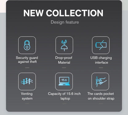 BANGE Men Business Waterproof 15.6" Laptop Backpack Fashion Male Classic Fashion Travel Moto&Biker Light Scalable Shoulder Bags