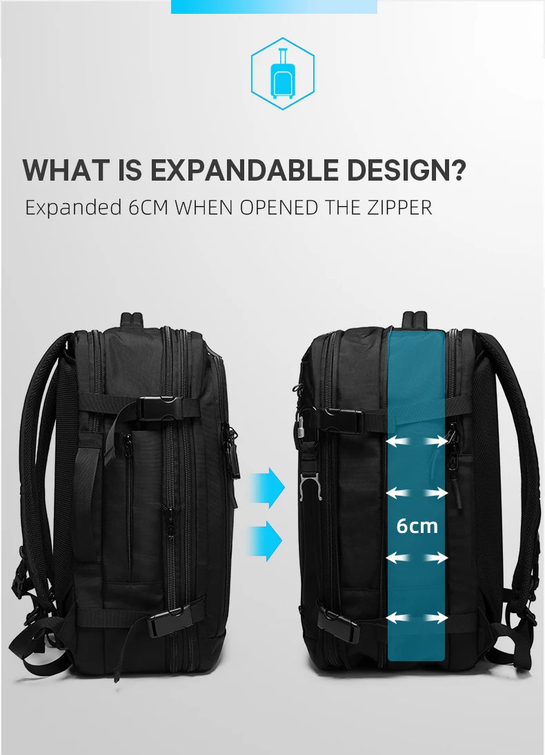 Big Big Bag #0014 - BANGE Expandable Travel Backpack – 15.6" Laptop, Waterproof, FAA Approved