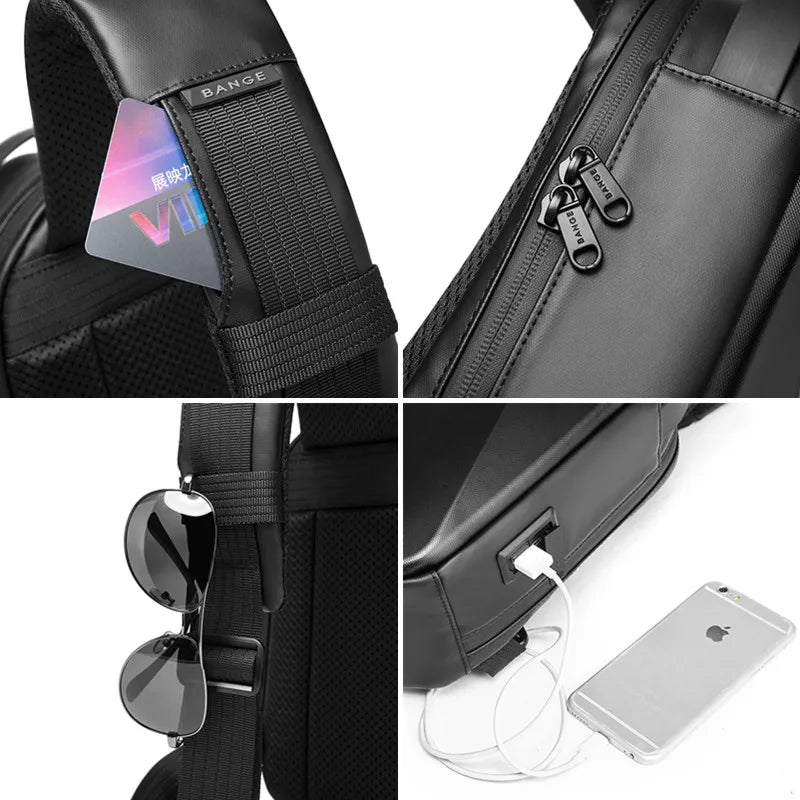 Big Big Bag #0026 - BANGE Hard Shell Sling Bag – Waterproof Crossbody Chest Pack with USB 3.0 Charging