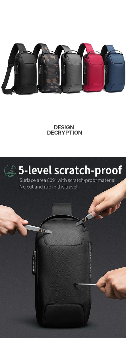 BANGE Hot Chest Bag New Anti-thief Men Crossbody Bag Waterproof Shoulder Bags USB Charging Short Trip For Male Travel Pack