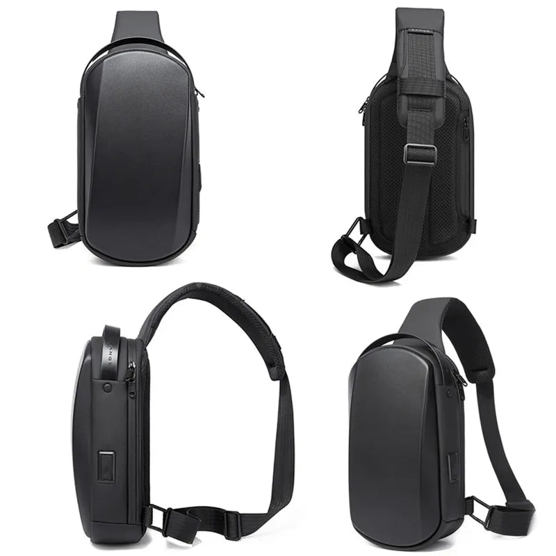 BANGE New Multifunction USB Crossbody Bag Shoulder Bag Man TPU Waterproof Travel Sling Messenger Pack Chest Bag for Male