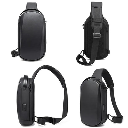 BANGE New Multifunction USB Crossbody Bag Shoulder Bag Man TPU Waterproof Travel Sling Messenger Pack Chest Bag for Male