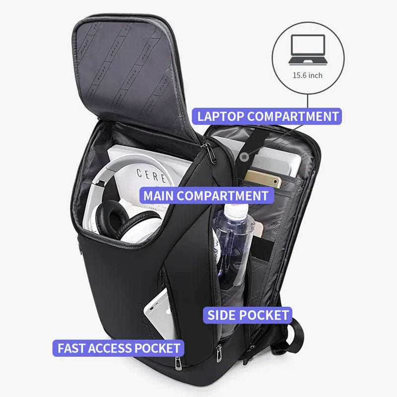 Big Big Bag #0019 - BANGE 17" USB Waterproof Laptop Backpack – Anti-Theft Travel Bag for Work & School