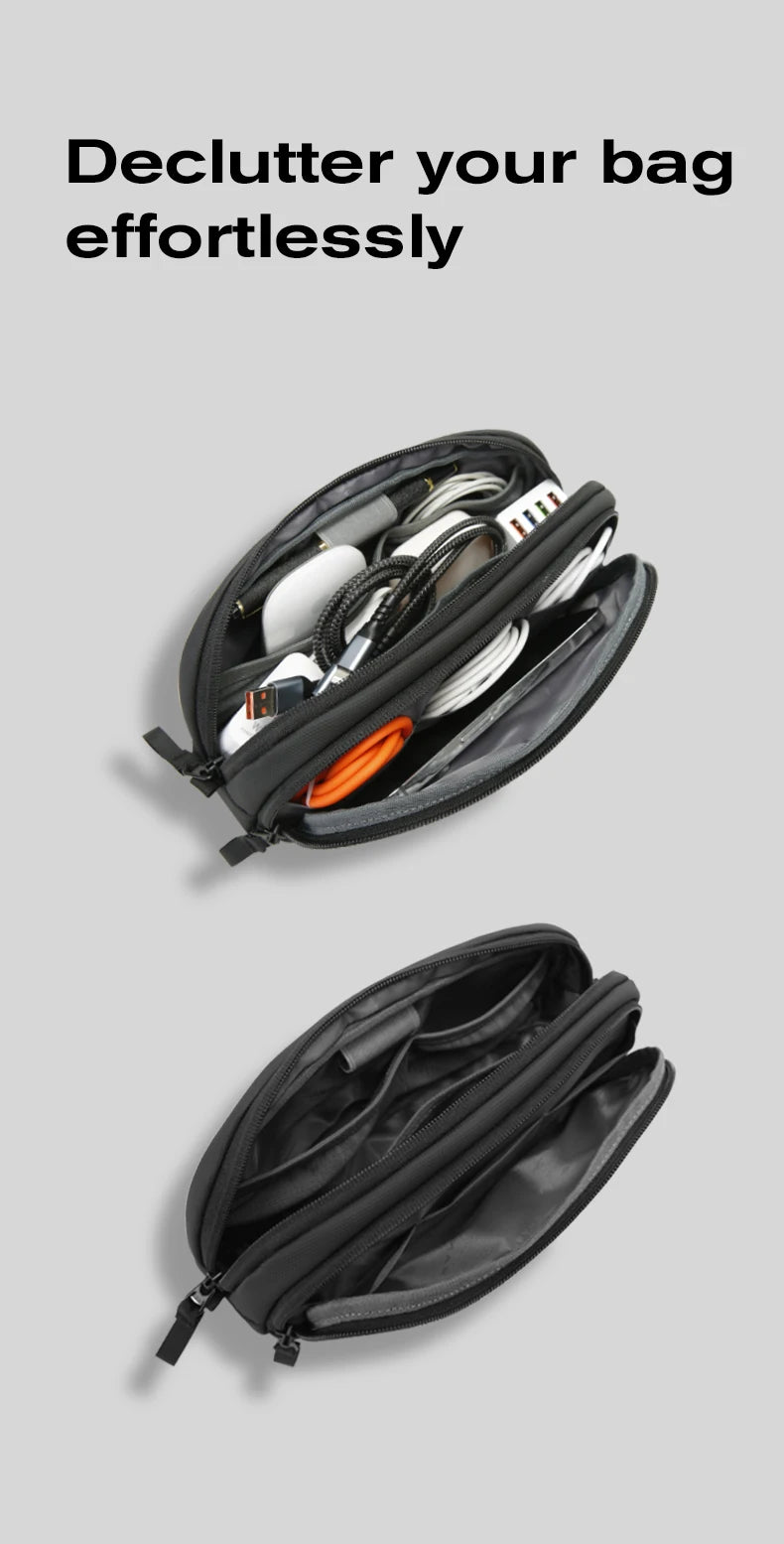 BANGE New Unisex Polyester Light Waterproof Digital USB Cable Storage Hand Bag, Electronics Travel Bag Organizer for Cable Case