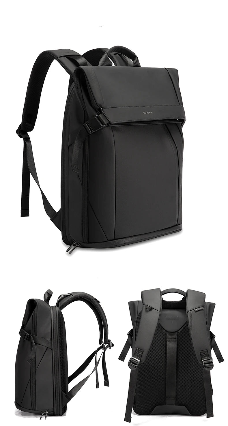 BANGE 15.6-inch laptop Men's business backpack waterproof multi compartment travel bag Black backpack suitable for men and women