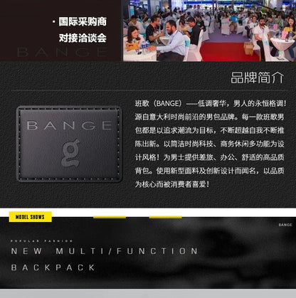 Bange Casual Men Anti Theft Backpack 15.6 inch Multifunctional Waterproof Backpacks Daily Travel Bag School Rucksack With Belt