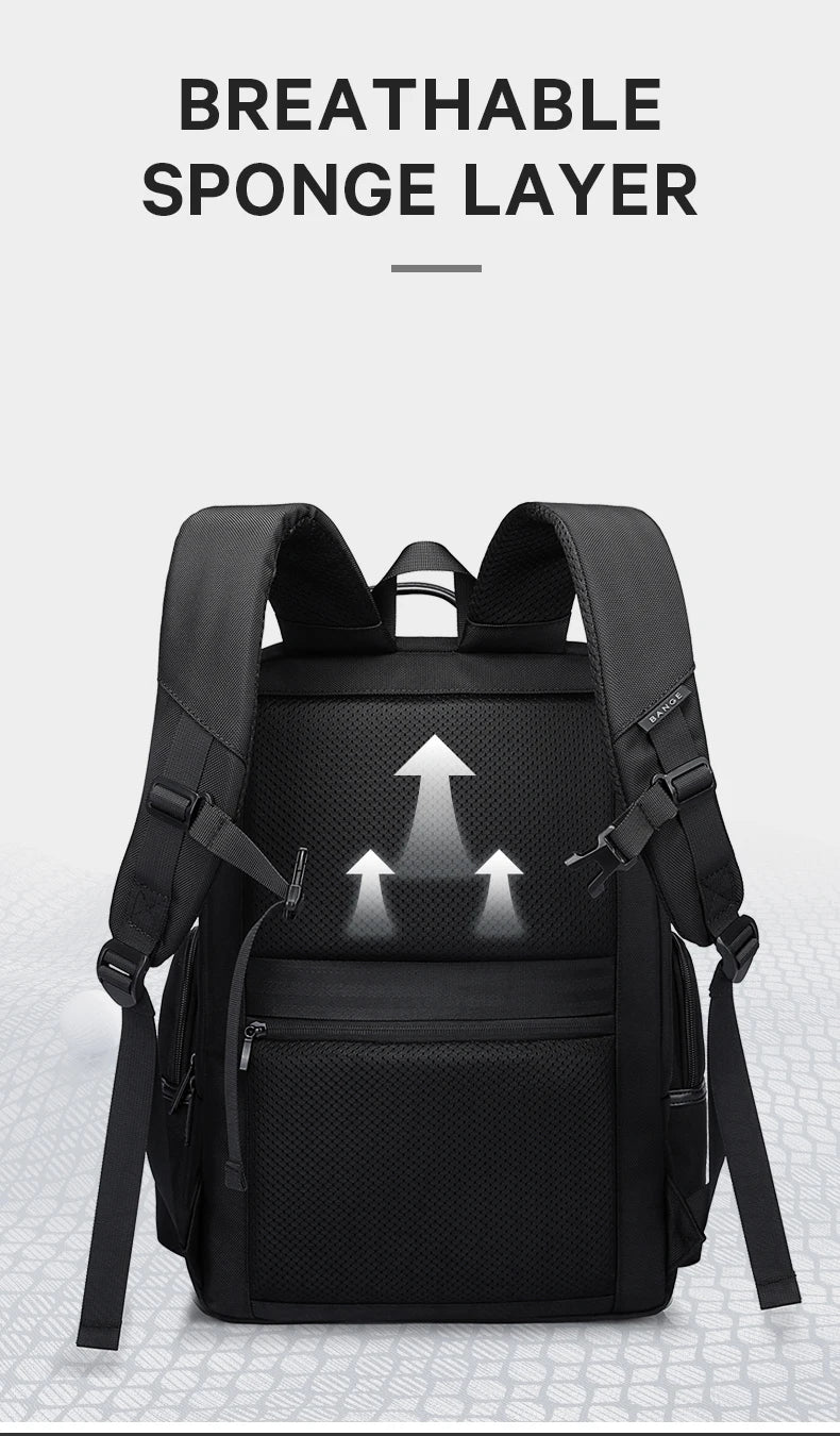 BANGE Anti Theft Laptop Backpack 15.6" Anti-wrinkle Waterproof USB Recharging Oxford Backpack Men Fashion Travel Bag Backpacks