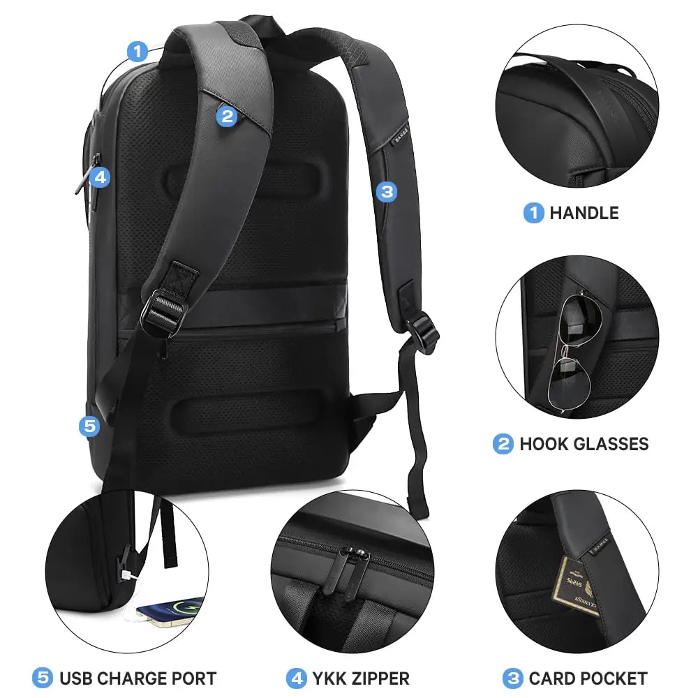 BANGE Men Anti Theft Waterproof Laptop Backpack 15.6 Inch Daily Work Business Backpacks Thin School Back Pack Mochila