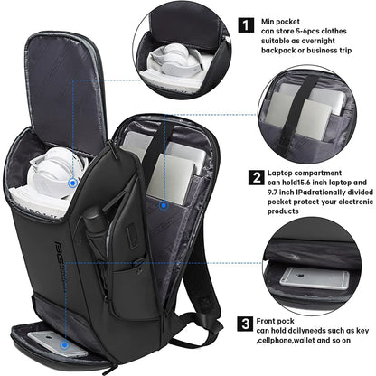 BANGE Business USB Charging Smart Backpacks Fits 15.6 Inch Laptop Commute Backpack WaterProof Carry On Bag for Men Travel Bags