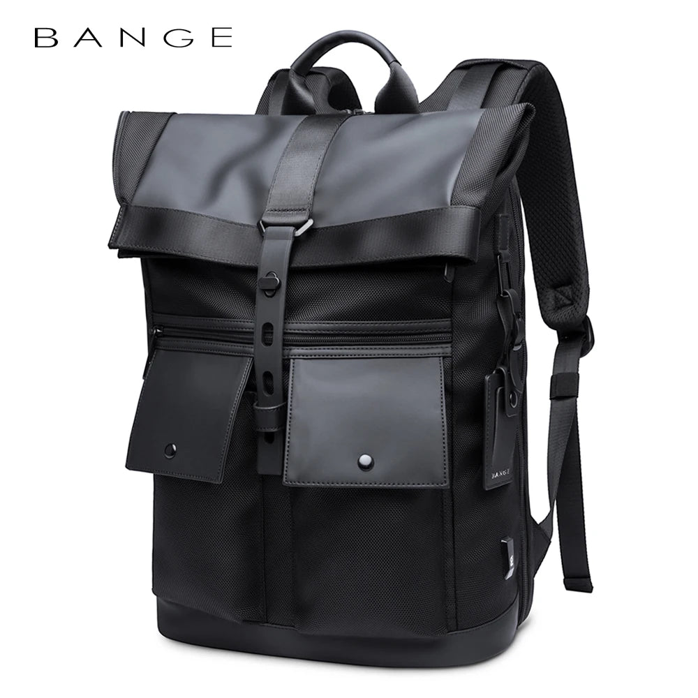 Bange Casual Men Anti Theft Backpack 15.6 inch Multifunctional Waterproof Backpacks Daily Travel Bag School Rucksack With Belt