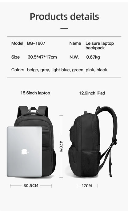 Big Big Bag #0032 - BANGE Waterproof Laptop Backpack – 15.6" Large Capacity Travel & School Bag