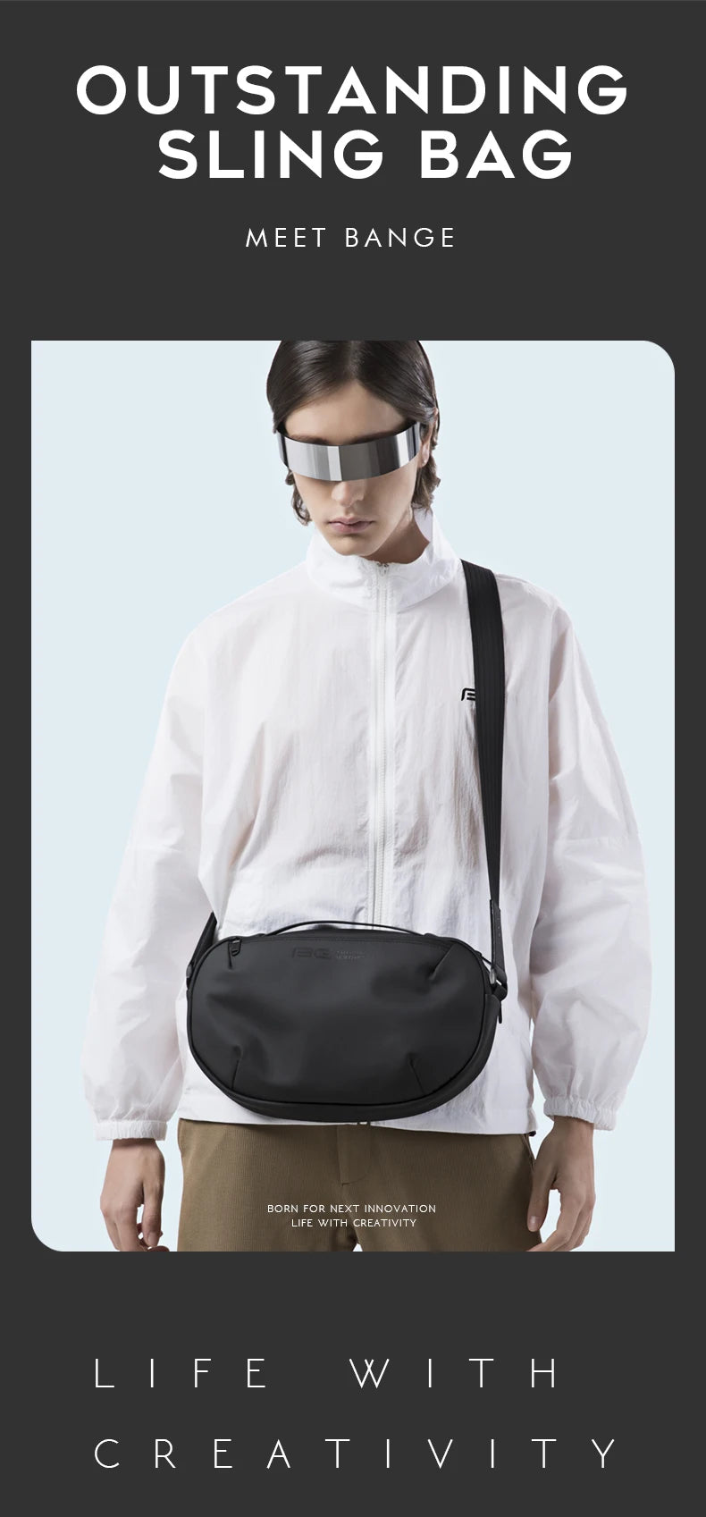 BANGE Men's Waterproof Crossbody Bag Oxford Large Capacity Multifunction Anti-theft Sling Shoulder Messenger Chest Bag Pack