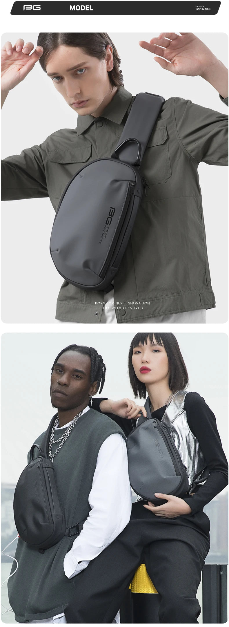 BANGE 2022 New Anti-theft Multifunction Crossbody Bag Shoulder Messenger Bags Male Waterproof Short Trip Chest Bag Pack for Men