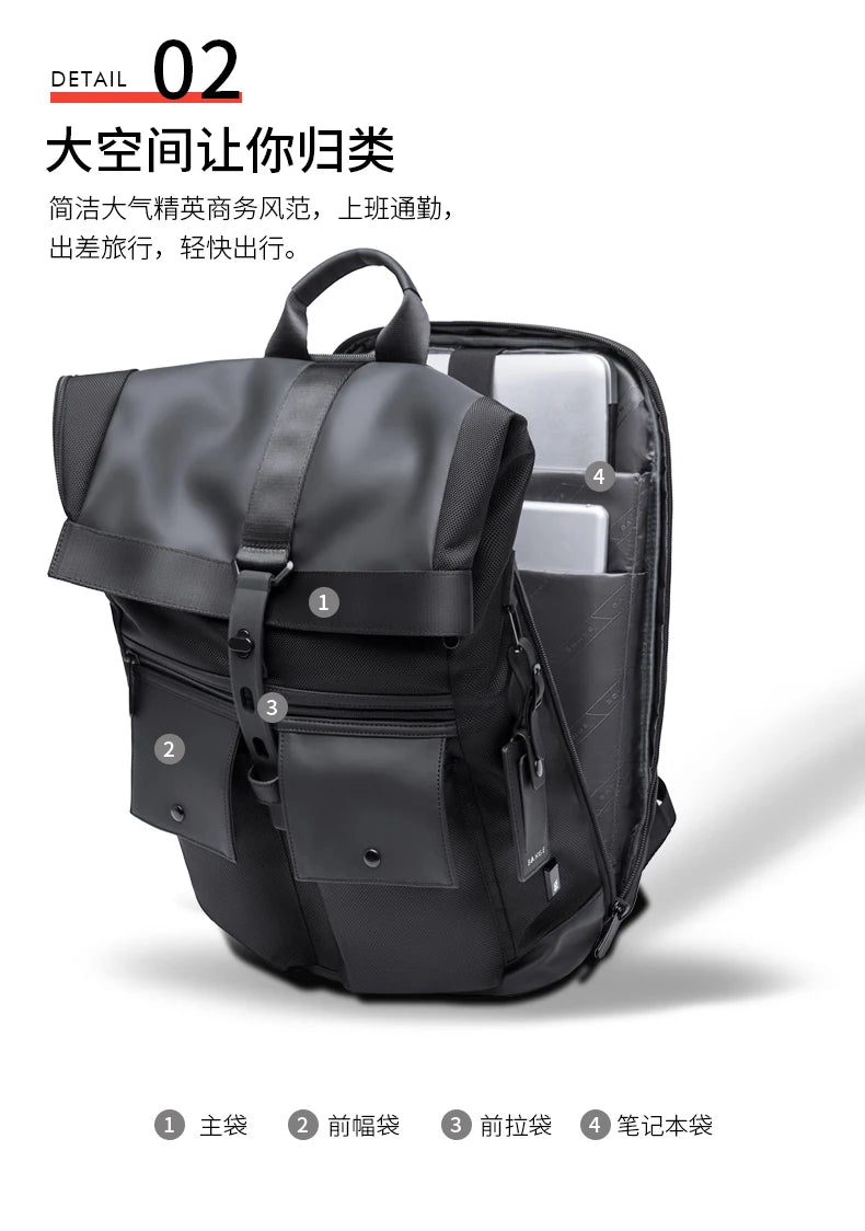 Bange Casual Men Anti Theft Backpack 15.6 inch Multifunctional Waterproof Backpacks Daily Travel Bag School Rucksack With Belt