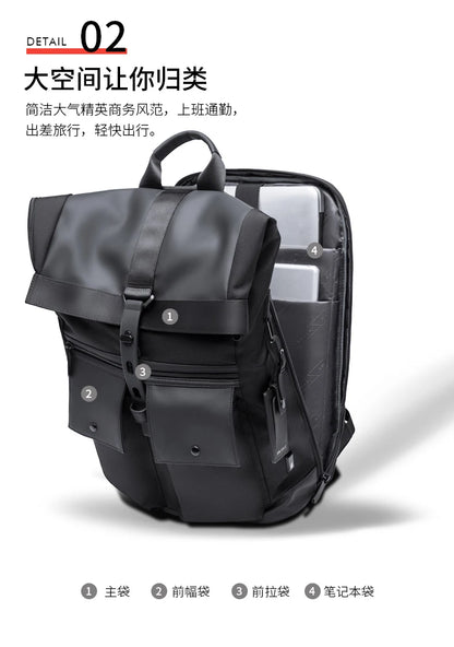 Bange Casual Men Anti Theft Backpack 15.6 inch Multifunctional Waterproof Backpacks Daily Travel Bag School Rucksack With Belt