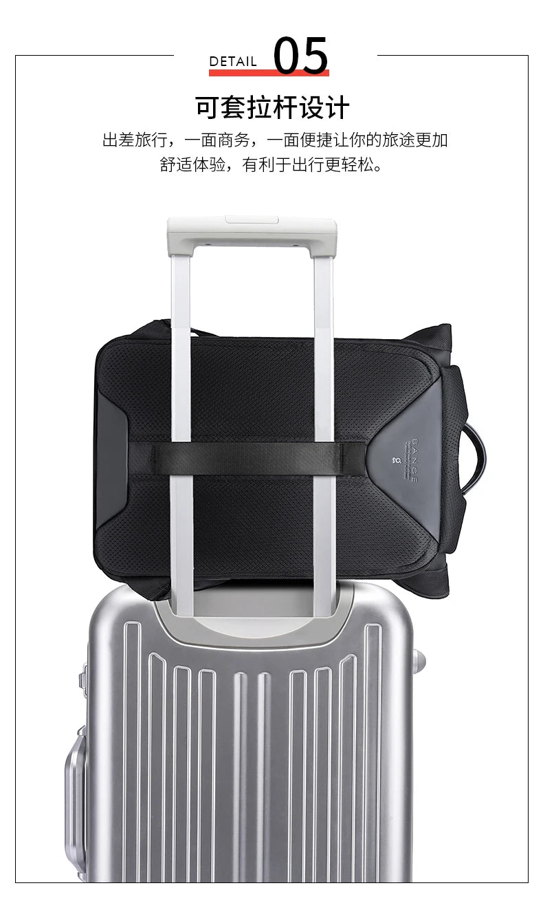 Bange Casual Men Anti Theft Backpack 15.6 inch Multifunctional Waterproof Backpacks Daily Travel Bag School Rucksack With Belt