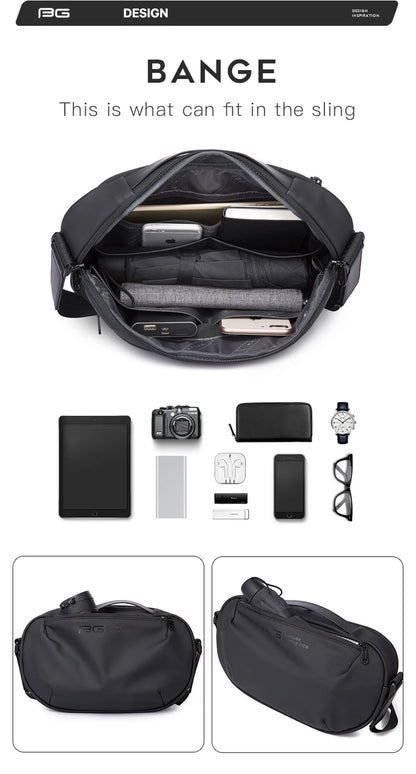 BANGE Men's Waterproof Crossbody Bag Oxford Large Capacity Multifunction Anti-theft Sling Shoulder Messenger Chest Bag Pack
