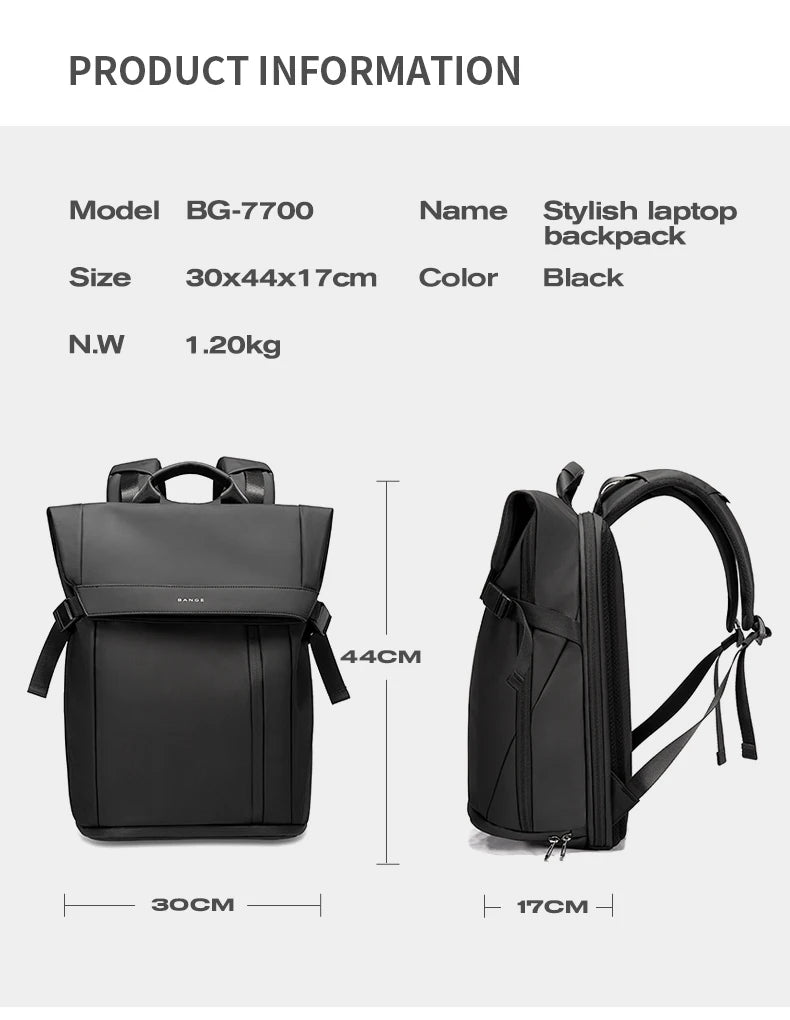 BANGE 15.6-inch laptop Men's business backpack waterproof multi compartment travel bag Black backpack suitable for men and women