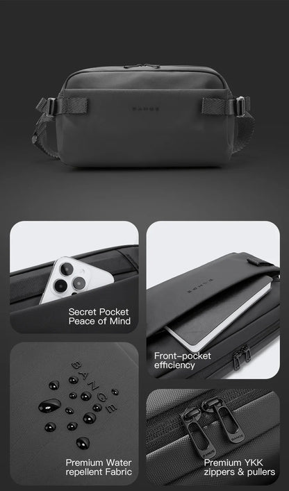 BANGE Daily Use Crossbody Bag Minimalist Chest Shoulder Pack for Men and Women Sling Bag Waterproof Lightweight Pack For Travel