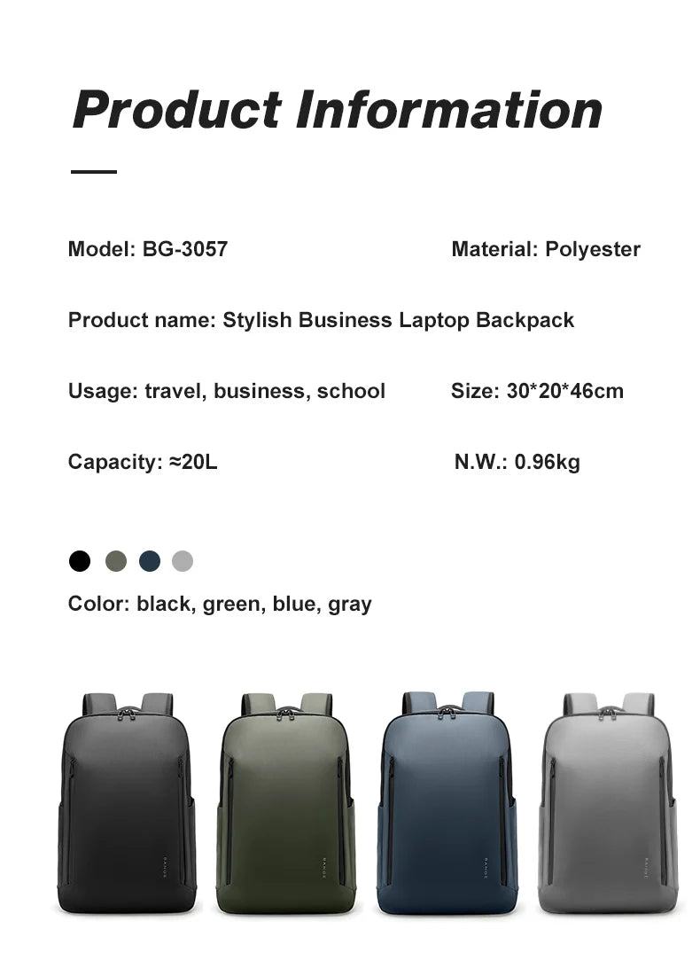 BANGE New Casual Multi-Pockets Big Capacity Daily 15.6inch Laptop Light Waterproof For Business Trip Roomy Men Backpack with YKK