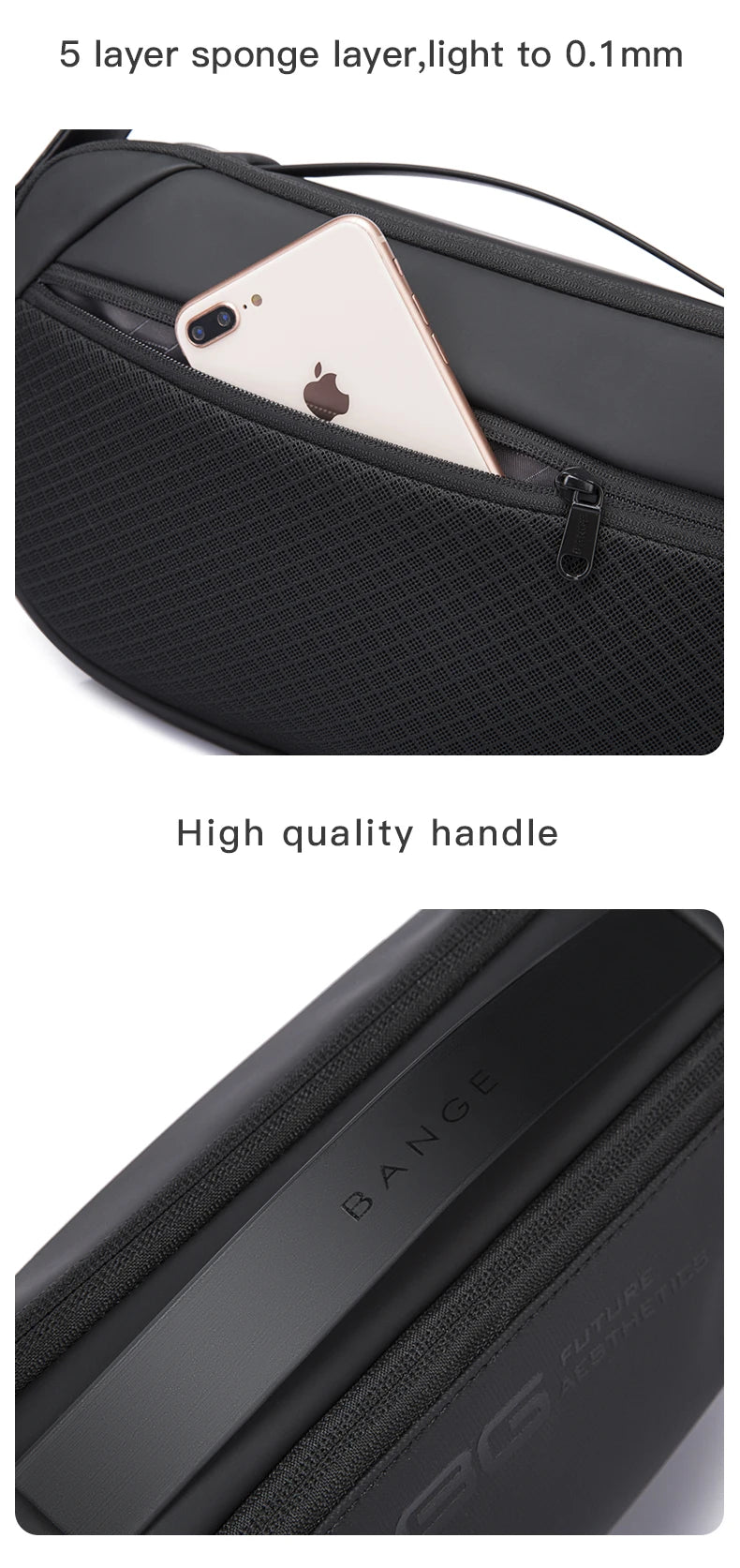 BANGE Men's Waterproof Crossbody Bag Oxford Large Capacity Multifunction Anti-theft Sling Shoulder Messenger Chest Bag Pack