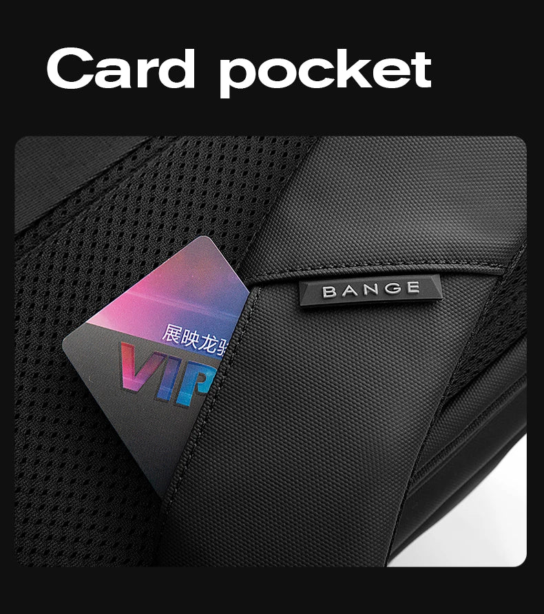 BANGE 15.6-inch laptop Men's business backpack waterproof multi compartment travel bag Black backpack suitable for men and women