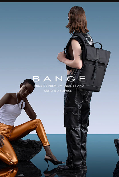 Bange Men Fashion Backpack 15.6 inch Multifunctional Waterproof Backpack Daily Travel Bag Casual School Rucksack with Buckle