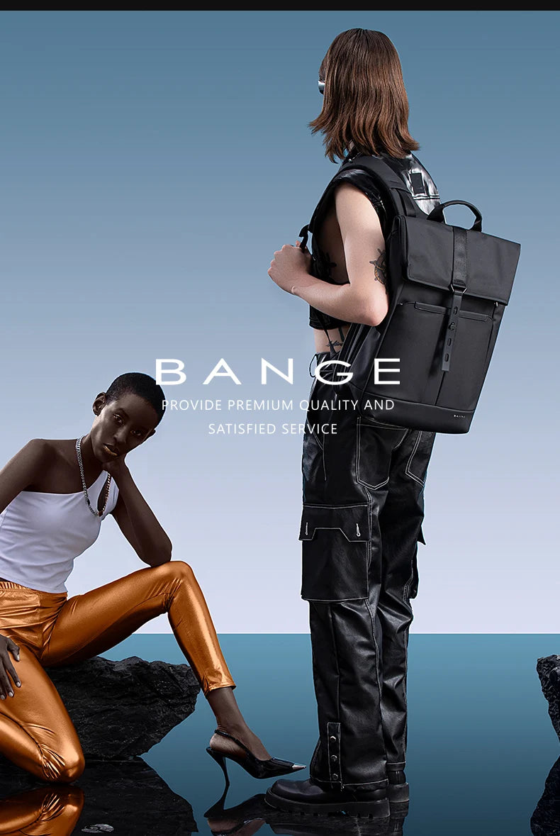 BANGE 15.6-inch laptop Men's business backpack waterproof multi compartment travel bag Black backpack suitable for men and women