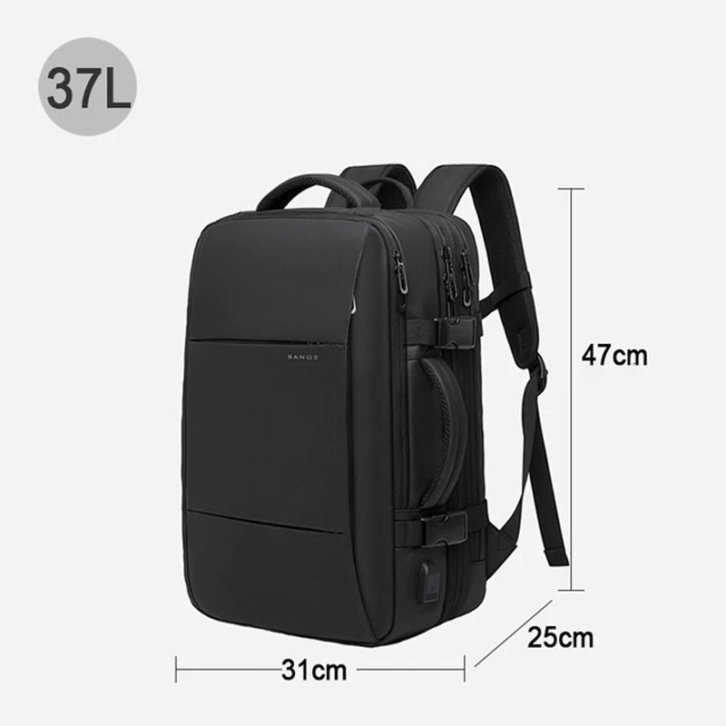 BANGE Aesthetic Men Business Backpack School Expandable USB Bag, Large Capacity 17.3 Laptop Waterproof Fashion Travel Backpack